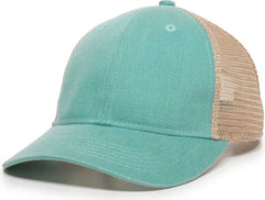 OC Sports PNY-100M Adjustable Meshback Cap with Ponytail Hole - Mint Tea Stain - Green Ivory / 6 7/8’’ - 7 1/2’’
