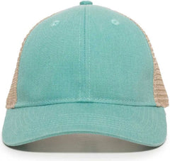 OC Sports PNY-100M Adjustable Meshback Cap with Ponytail Hole - Mint Tea Stain - Green Ivory / 6 7/8’’ - 7 1/2’’