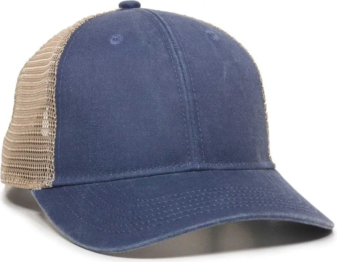 OC Sports PNY-100M Adjustable Meshback Cap with Ponytail Hole - Navy Tea Stain - Navy Ivory / 6 7/8’’ - 7 1/2’’