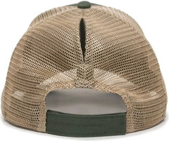OC Sports PNY-100M Adjustable Meshback Cap with Ponytail Hole - Olive Tea Stain - Olive Ivory / 6 7/8’’ - 7 1/2’’