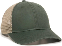 OC Sports PNY-100M Adjustable Meshback Cap with Ponytail Hole - Olive Tea Stain - Olive Ivory / 6 7/8’’ - 7 1/2’’