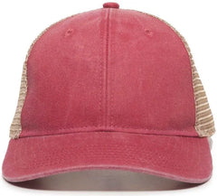 OC Sports PNY-100M Adjustable Meshback Cap with Ponytail Hole - Red Tea Stain - Red Ivory / 6 7/8’’ - 7 1/2’’