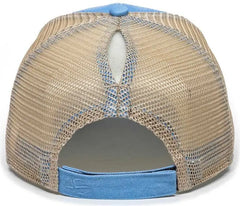 OC Sports PNY100M Ponytail Mesh-Back Cap - Sky Blue/ Tea - Sky Blue Ivory / 6 7/8’’ - 7 1/2’’
