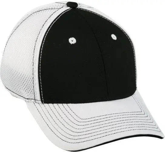 OC Sports PRO1125X Meshback Flexible Fitting Cap - Black White White - Black White / 6 3/4’’ - 7 1/8’’