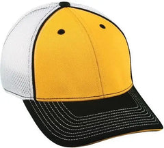 OC Sports PRO1125X Meshback Flexible Fitting Cap - Gold White Black - Gold White / 6 3/4’’ - 7 1/8’’