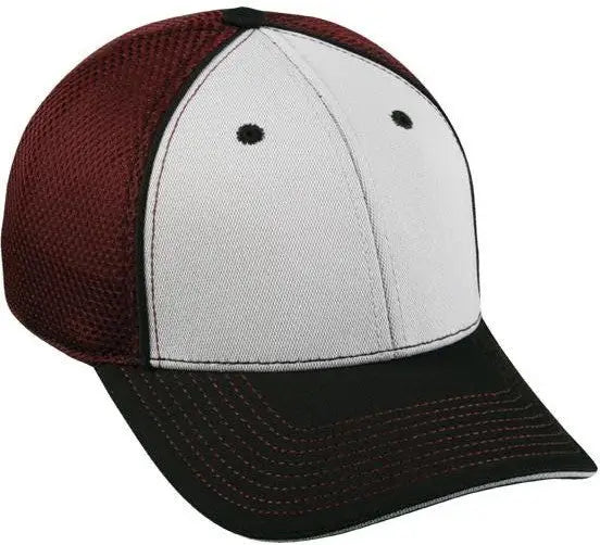 OC Sports PRO1125X Meshback Flexible Fitting Cap - Grey Maroon Black - Gray Maroon / 6 3/4’’ - 7 1/8’’