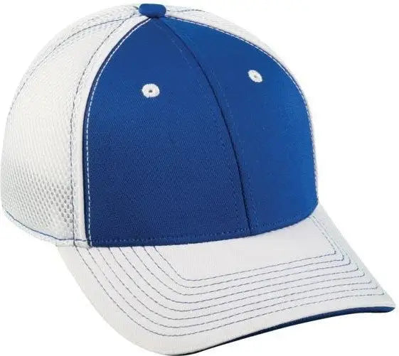 OC Sports PRO1125X Meshback Flexible Fitting Cap - Royal White White - Royal White / 6 3/4’’ - 7 1/8’’