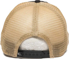 OC Sports PWT-200M Adjustable Mesh Back Cap - Black Tea Stain - Black / 6 7/8’’ - 7 1/2’’