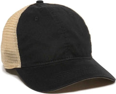 OC Sports PWT-200M Adjustable Mesh Back Cap - Black Tea Stain - Black / 6 7/8’’ - 7 1/2’’