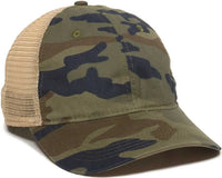 OC Sports PWT 200M Adjustable Mesh Back Cap Generic Camo Tea Stain Green / 6 7/8’’ 7 1/2’’