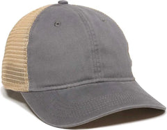 OC Sports PWT-200M Adjustable Mesh Back Cap - Graphite Tea Stain - Dark Gray / 6 7/8’’ - 7 1/2’’