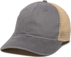 OC Sports PWT-200M Adjustable Mesh Back Cap - Graphite Tea Stain - Dark Gray / 6 7/8’’ - 7 1/2’’