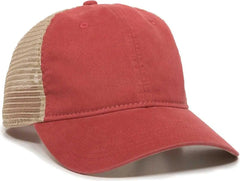 OC Sports PWT-200M Adjustable Mesh Back Cap - Nantucket Red Tea Stain - Red / 6 7/8’’ - 7 1/2’’