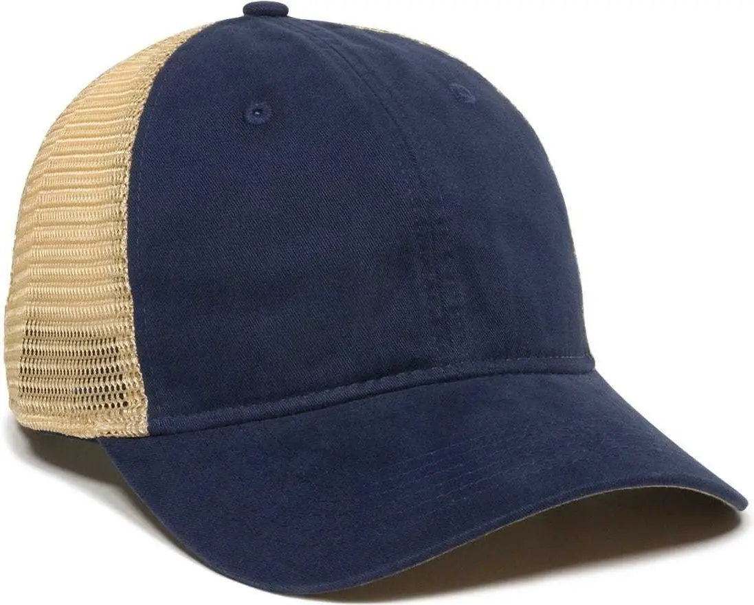 OC Sports PWT-200M Adjustable Mesh Back Cap - Navy Tea Stain - Navy / 6 7/8’’ - 7 1/2’’