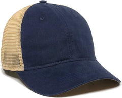 OC Sports PWT-200M Adjustable Mesh Back Cap - Navy Tea Stain - Navy / 6 7/8’’ - 7 1/2’’