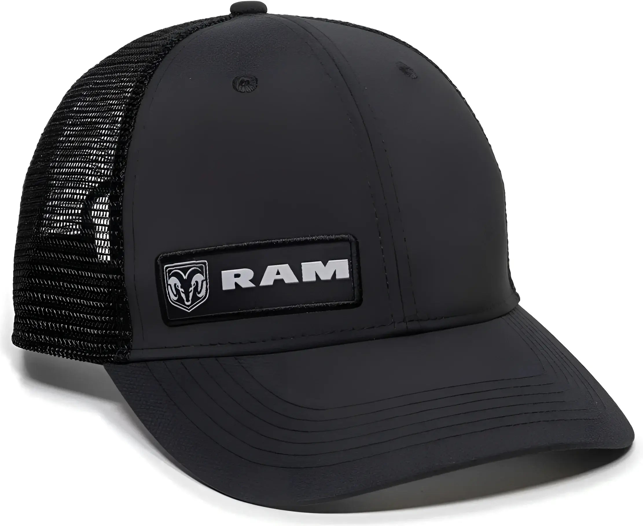 OC Sports RAM12A Polyester Mesh Back Cap -Black - Black / 6 7/8’’ - 7 1/2’’