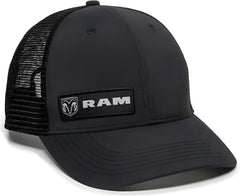 OC Sports RAM12A Polyester Mesh Back Cap -Black - Black / 6 7/8’’ - 7 1/2’’