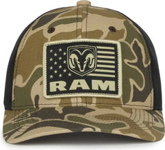OC Sports RAM16 Ram Cotton Twill Pro Crown Ca - Brown Generic Woodland Camo Black - Multi-Colored / 6 7/8’’ - 7 1/2’’