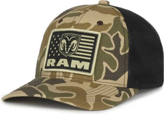 OC Sports RAM16 Ram Cotton Twill Pro Crown Ca - Brown Generic Woodland Camo Black - Multi-Colored / 6 7/8’’ - 7 1/2’’