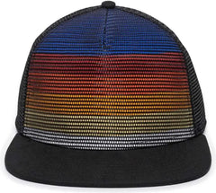 OC Sports REDL108 Mesh Overlay Cap - Stripes Black Black - Black / 6 7/8’’ - 7 1/2’’