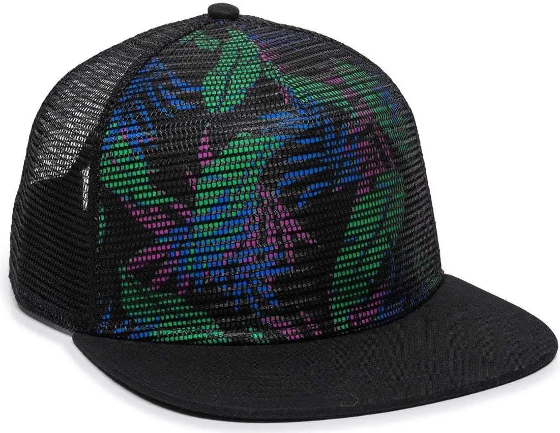 OC Sports REDL108 Mesh Overlay Cap - Tropical Black Black - Black / 6 7/8’’ - 7 1/2’’