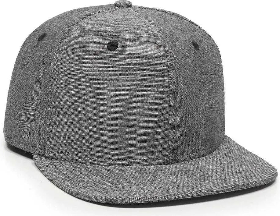 OC Sports REDLBL105 Adjustable Flat Bill Heathered Cap - Charcoal - Dark Gray / 6 7/8’’ - 7 1/2’’