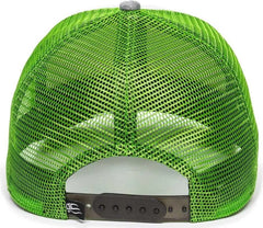 OC Sports RGR-200M Adjustable Mesh Back Gray Heathered Bill Cap - White Green Heathered Grey - White Green / 6 7/8’’