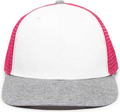 OC Sports RGR-200M Adjustable Mesh Back Gray Heathered Bill Cap - White Pink Heathered Grey - White Pink / 6 7/8’’ - 7