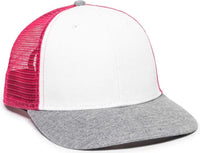 OC Sports RGR-200M Adjustable Mesh Back Gray Heathered Bill Cap - White Pink Heathered Grey - White Pink / 6 7/8’’ - 7