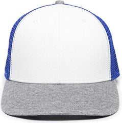 OC Sports RGR-200M Adjustable Mesh Back Gray Heathered Bill Cap - White Royal Heathered Grey - White Royal / 6 7/8’’