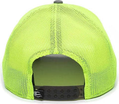 OC Sports RGR-360M Adjustable Mesh Back Cap - Charcoal Neon Yellow - Dark Gray Yellow / 6 7/8’’ - 7 1/2’’