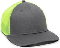 OC Sports RGR-360M Adjustable Mesh Back Cap - Charcoal Neon Yellow - Dark Gray Yellow / 6 7/8’’ - 7 1/2’’