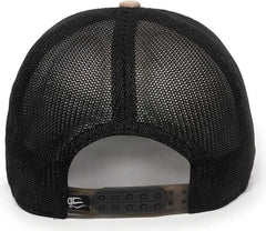 OC Sports RGR-360M Adjustable Mesh Back Cap - Khaki Black - Khaki Black / 6 7/8’’ - 7 1/2’’