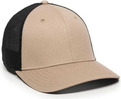 OC Sports RGR-360M Adjustable Mesh Back Cap - Khaki Black - Khaki Black / 6 7/8’’ - 7 1/2’’