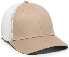 OC Sports RGR-360M Adjustable Mesh Back Cap - Khaki White - Khaki White / 6 7/8’’ - 7 1/2’’