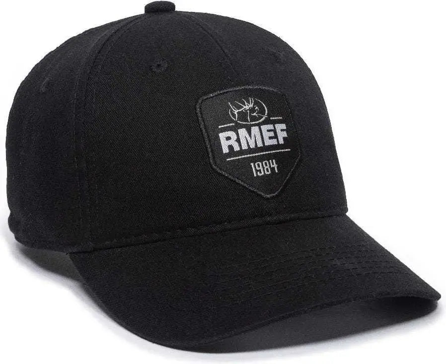 OC Sports RMEF11P Solid Back Adjustable Cap -Black - Black / 6 7/8’’ - 7 1/2’’