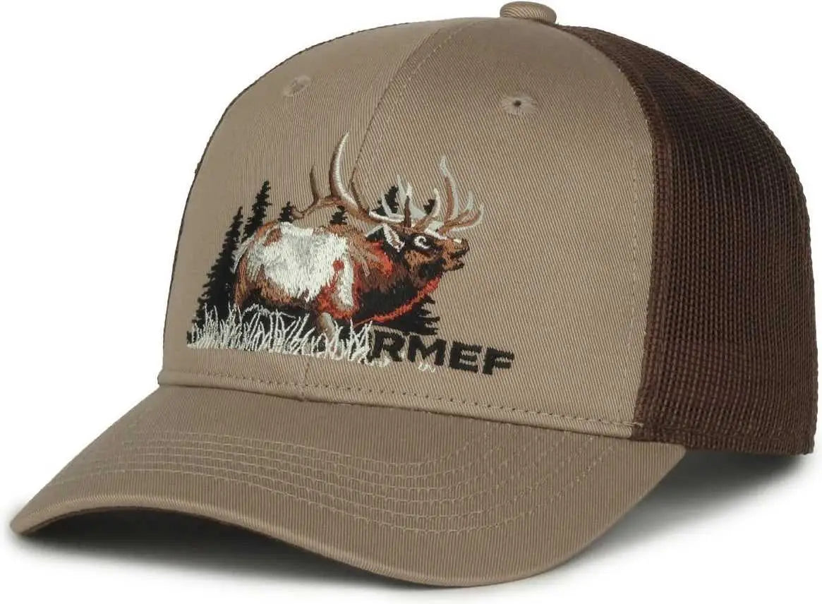 OC Sports RMEF19 Rockey Mountain Elk Series Cap - Khaki Brown - Khaki Brown / 6 7/8’’ - 7 1/2’’