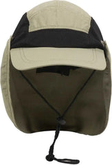OC Sports RR-002 Adjustable Cap with Neck Flap - Khaki Black - Khaki Black / 6 7/8’’ - 7 1/2’’