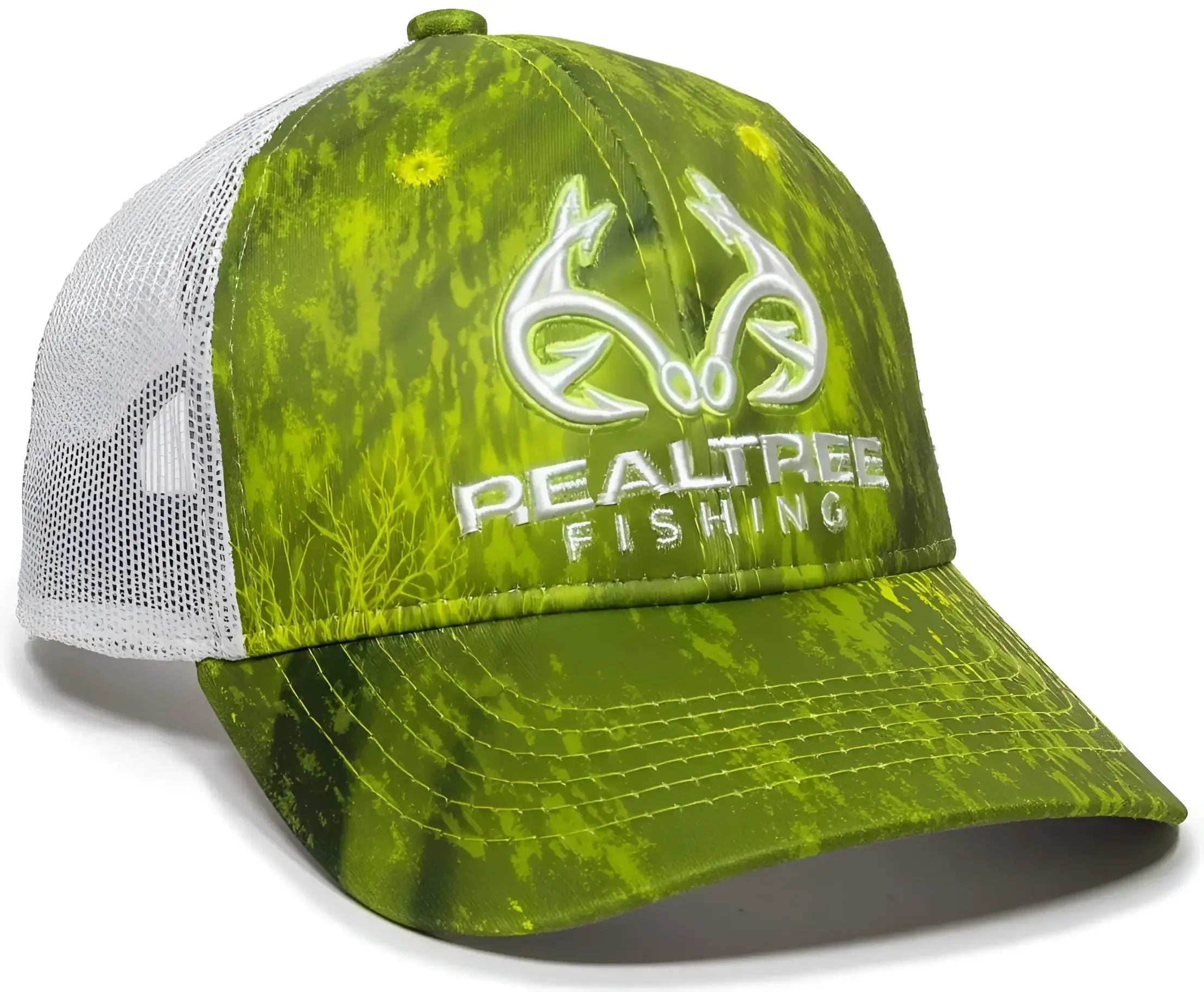 OC Sports RT06A Adjustable Mesh Back Cap - Realtree Fishing Dark Lime White - Realtree Lime / 6 7/8’’ - 7 1/2’’
