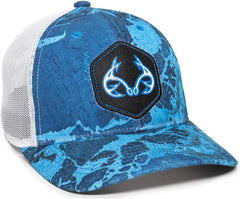 OC Sports RTF04A Structured Mesh Back Cap - Realtree Fishing WAV3 Provence Blue White - Realtree Blue / 6 7/8’’ - 7