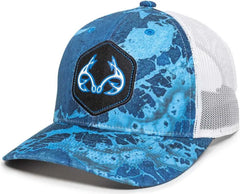 OC Sports RTF04A Structured Mesh Back Cap - Realtree Fishing WAV3 Provence Blue White - Realtree Blue / 6 7/8’’ - 7