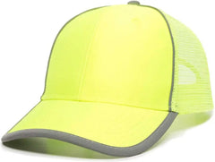 OC Sports SAF-300M Adjustable Mesh Back Cap - Safety Yellow - Yellow / 6 7/8’’ - 7 1/2’’