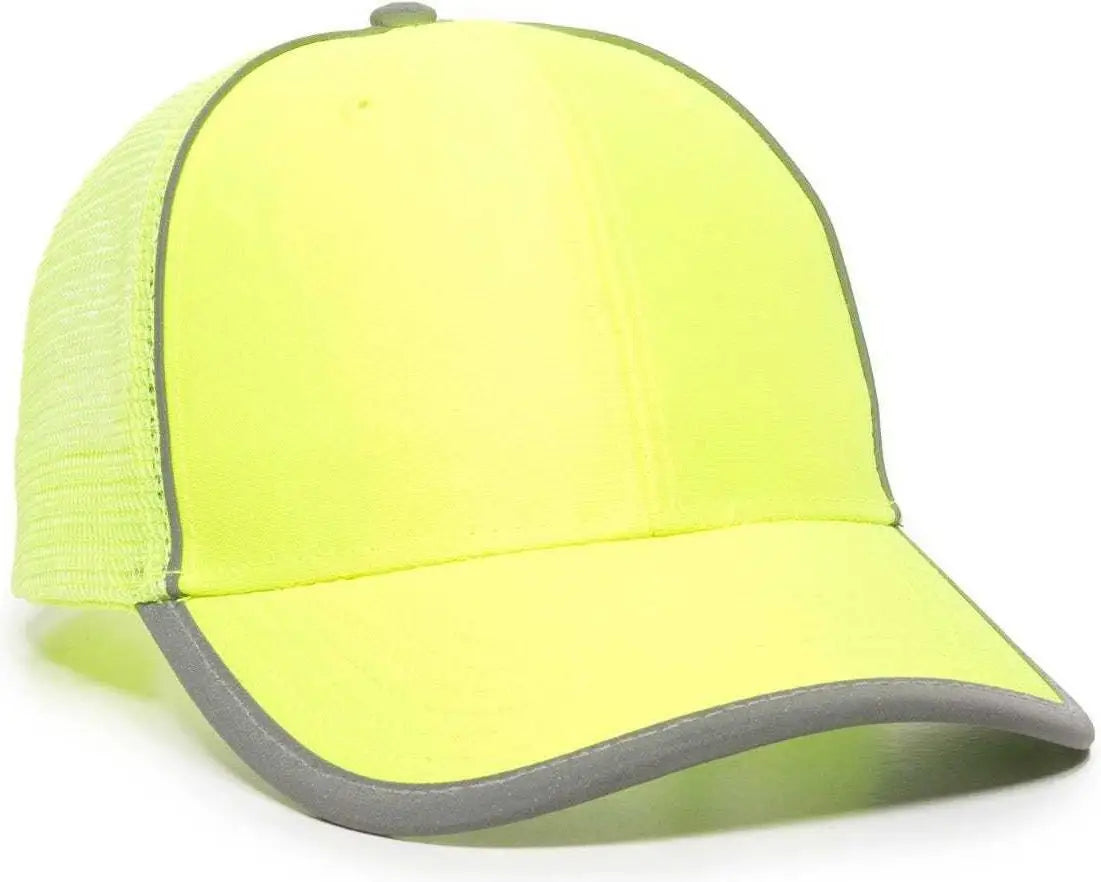 OC Sports SAF-300M Adjustable Mesh Back Cap - Safety Yellow - Yellow / 6 7/8’’ - 7 1/2’’
