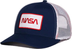 OC Sports SPACE02 NASA Mesh Back Mini Ripstop Nylon Cap - Navy White - White / OSFM