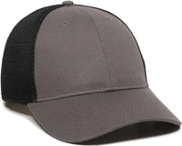 OC Sports SWM-600 Cotton Twill And Mesh Adjustable Cap - Charcoal Bk - Dark Gray Black / 6 7/8’’ - 7 1/2’’
