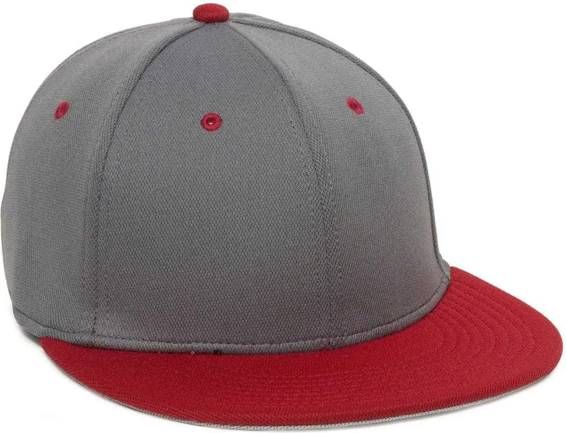 OC Sports TGS1930X Proflex Bamboo Charcoal Flat Visor Cap - Grap Red - Dark Gray Red / 6 3/8’’ - 6 3/4’’