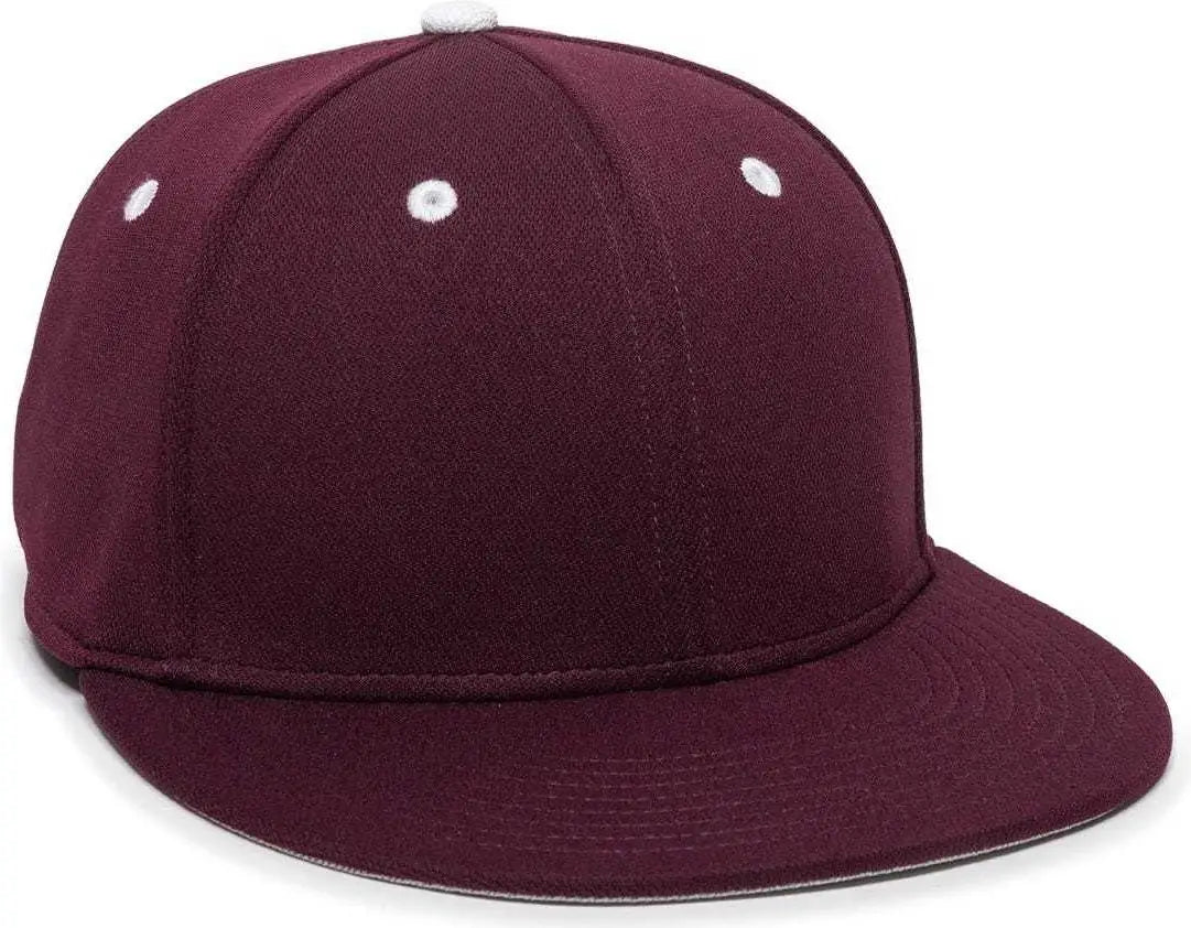 OC Sports TGS1930X Proflex Bamboo Charcoal Flat Visor Cap - Maroon White - Maroon White / 6 3/8’’ - 6 3/4’’