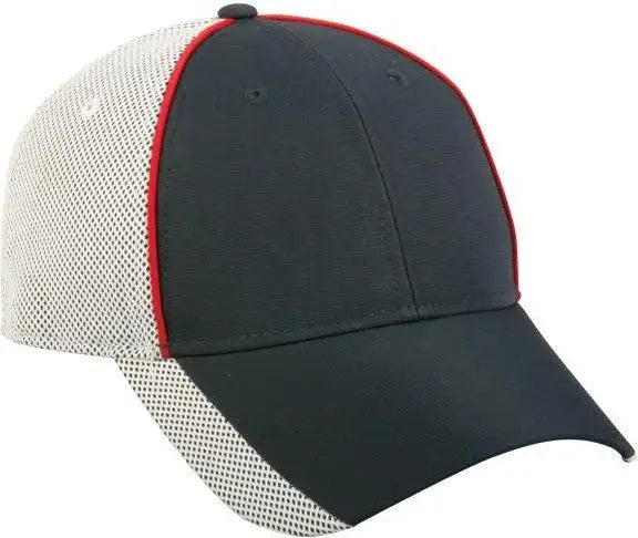 OC Sports TM-250 Crown Piping Mesh Back Cap - Navy White Red - Navy Red / 6 7/8’’ - 7 1/2’’