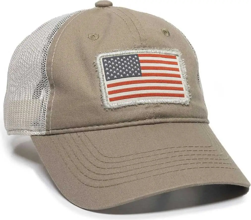 OC Sports USA-155 Cotton Twill Mesh Back Cap -Khaki Putty - Khaki Light Gray / 6 7/8’’ - 7 1/2’’