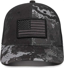 OC Sports USA-170 Polyester Camo Mesh Back Cap - Veil Tac-Black Black - Veil Black / 6 7/8’’ - 7 1/2’’
